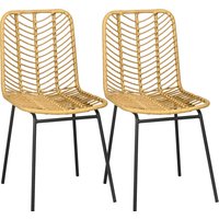 HOMCOM Esszimmerstuhl 2er-Set Küchenstuhl mit Rückenlehne in Rattanoptik, Stahl, Gelb, 44x58x85cm für Esszimmer & Wohnzimmer Aosom HOMCOM Esszimmerstuhl 2er-Set Küchenstuhl mit Rückenlehne in Rattanoptik, Stahl, Gelb, 44x58x85cm für Esszimmer & Wohnzimmer Aosom von HOMCOM