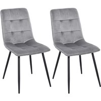 2er-Set Esszimmerstuhl Polsterstuhl Küchenstuhl mit Samt-Optik Esstisch Samt Metall Grau+Schwarz 45 x 63 x 90 cm - Homcom 2er-Set Esszimmerstuhl Polsterstuhl Küchenstuhl mit Samt-Optik Esstisch Samt Metall Grau+Schwarz 45 x 63 x 90 cm - Homcom von HOMCOM