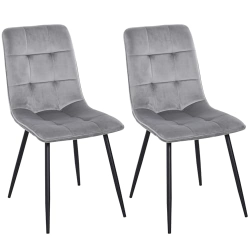 HOMCOM 2er-Set Esszimmerstuhl Polsterstuhl Küchenstuhl mit Samt-Optik Esstisch Samt Metall Grau+Schwarz 45 x 63 x 90 cm HOMCOM 2er-Set Esszimmerstuhl Polsterstuhl Küchenstuhl mit Samt-Optik Esstisch Samt Metall Grau+Schwarz 45 x 63 x 90 cm von HOMCOM