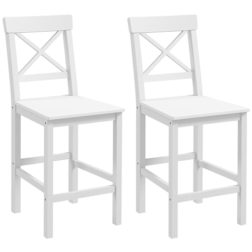 HOMCOM 2er-Set Hochstühle, Barstühle im Landhausstil Chic aus Holz Höhe 60 cm mit Fußstütze, ABM. 41L x 46l x 97,5H cm weiß HOMCOM 2er-Set Hochstühle, Barstühle im Landhausstil Chic aus Holz Höhe 60 cm mit Fußstütze, ABM. 41L x 46l x 97,5H cm weiß von HOMCOM