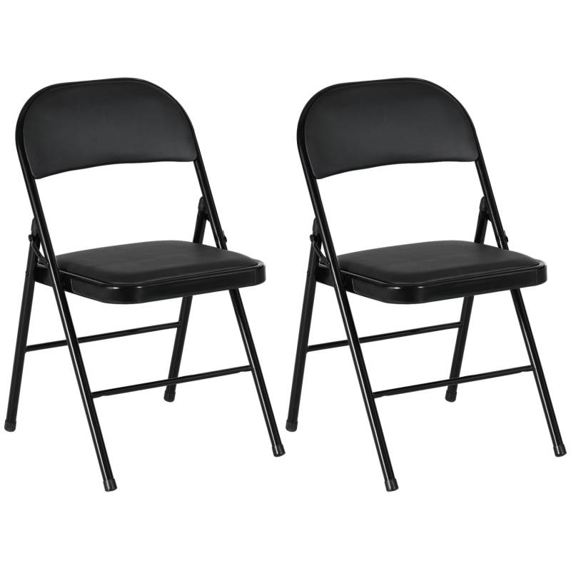 HOMCOM 2er-Set Klappstühle Tragbar mit Kissen Stahlbeine Kunstleder von HOMCOM