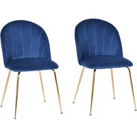 HOMCOM 2er-Set Küchenstühle Esszimmerstühle Polsterstuhl mit Rückenlehne Polyester-Gewebe Metallbeine Blau+Gold 52 x 52 x 81 cm Aosom HOMCOM 2er-Set Küchenstühle Esszimmerstühle Polsterstuhl mit Rückenlehne Polyester-Gewebe Metallbeine Blau+Gold 52 x 52 x 81 cm Aosom von HOMCOM