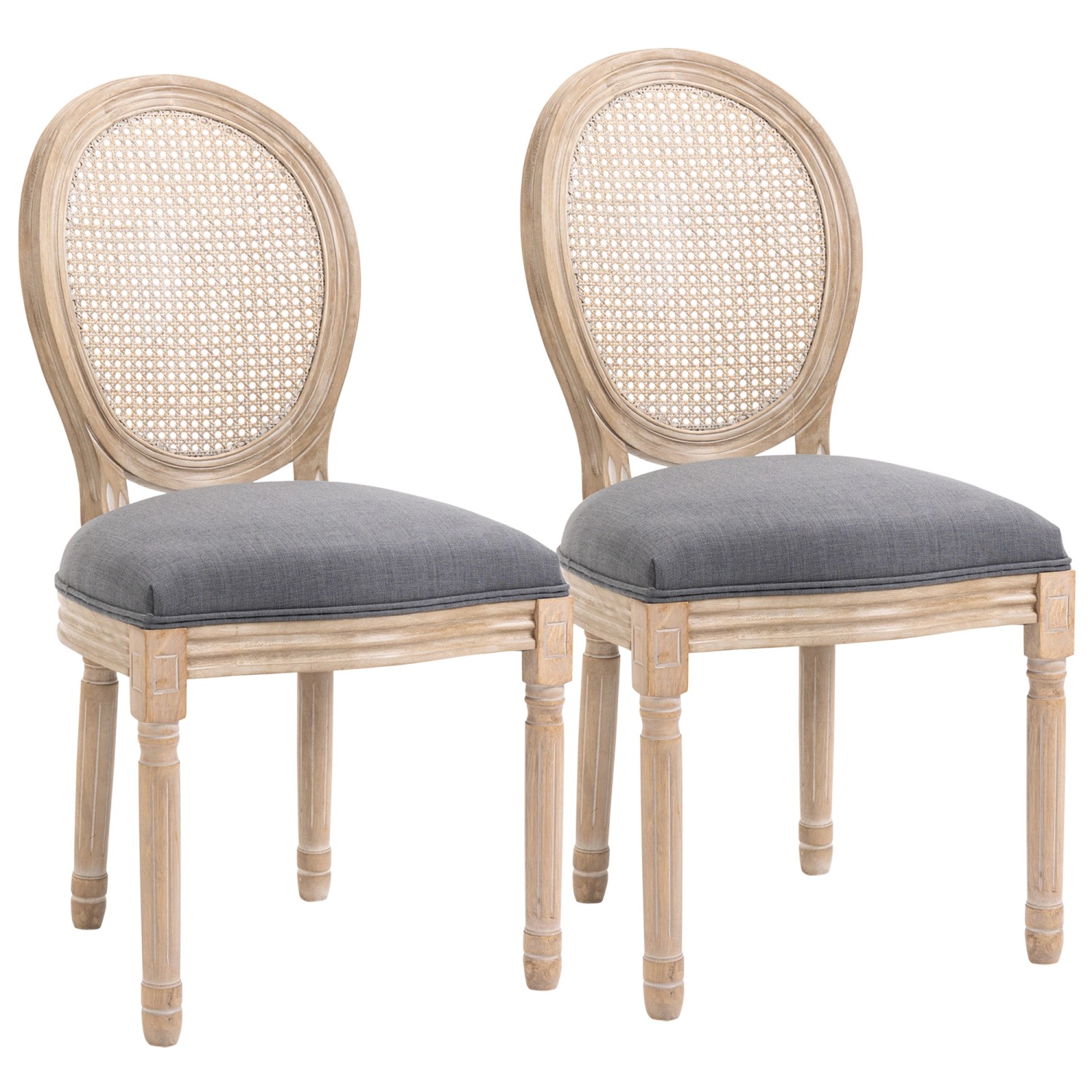 HOMCOM 2er Set Küchenstühle mit Rattan-Rückenlehne HOMCOM 2er Set Küchenstühle mit Rattan-Rückenlehne von HOMCOM