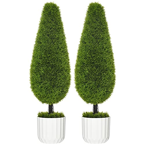 HOMCOM 2er-Set Künstliche Zypresse groß 90 cm, Kunstbaum mit UV-Schutz, Kunstpflanze, Plastik Künstliche Pflanzen im Topf, Fake Plant wie echt für Wohnzimmer Schlafzimmer Garten Terrasse Geschenk HOMCOM 2er-Set Künstliche Zypresse groß 90 cm, Kunstbaum mit UV-Schutz, Kunstpflanze, Plastik Künstliche Pflanzen im Topf, Fake Plant wie echt für Wohnzimmer Schlafzimmer Garten Terrasse Geschenk von HOMCOM