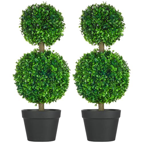 HOMCOM 2er-Set Künstlicher Buchsbaum groß 60 cm, UV-beständige Kunstpflanze, Plastik Künstliche Pflanzen im Topf, Kunstbaum, Fake Plant wie echt für Wohnzimmer Schlafzimmer Büro Garten Deko Geschenk HOMCOM 2er-Set Künstlicher Buchsbaum groß 60 cm, UV-beständige Kunstpflanze, Plastik Künstliche Pflanzen im Topf, Kunstbaum, Fake Plant wie echt für Wohnzimmer Schlafzimmer Büro Garten Deko Geschenk von HOMCOM