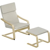 HOMCOM 2er-Set Loungesessel mit Hocker, mit Armlehne, Kopfstütze, Leinenbezug, Fußpolster, Polyester, Eukalyptus, 66,5 x 80 x 99 cm, Cremeweiß Aosom HOMCOM 2er-Set Loungesessel mit Hocker, mit Armlehne, Kopfstütze, Leinenbezug, Fußpolster, Polyester, Eukalyptus, 66,5 x 80 x 99 cm, Cremeweiß Aosom von HOMCOM