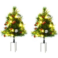 HOMCOM 2er Set Mini Künstlicher Weihnachtsbaum mit LED-Lichtern, 75 cm künstlich Tannenbaum mit 70 Spitzen, Tannenzapfen, Beere, Erdungsstecker HOMCOM 2er Set Mini Künstlicher Weihnachtsbaum mit LED-Lichtern, 75 cm künstlich Tannenbaum mit 70 Spitzen, Tannenzapfen, Beere, Erdungsstecker von HOMCOM