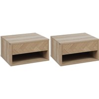 HOMCOM 2er-Set Nachttisch, Wandkommode mit Schublade, Nachtschrank mit Ablage, Hängeschrank, Wandschrank Nachtkonsole Beistelltisch für Schlafzimmer, Natur   Aosom von HOMCOM