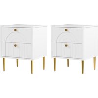 HOMCOM 2er Set Nachttisch Nachttisch mit 2 Schubladen und Stahlbeinen, modernes Design, Beistelltische für Schlafzimmer, Wohnzimmer, 40 x 35 x 50 cm, weiß Aosom HOMCOM 2er Set Nachttisch Nachttisch mit 2 Schubladen und Stahlbeinen, modernes Design, Beistelltische für Schlafzimmer, Wohnzimmer, 40 x 35 x 50 cm, weiß Aosom von HOMCOM