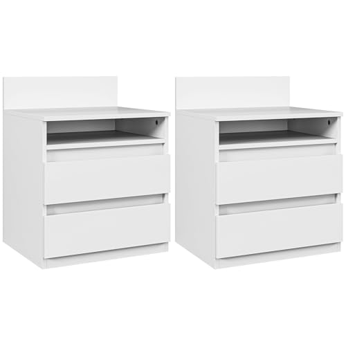 HOMCOM Nachttisch 2er Set Beistelltisch mit Schublade, offenes Fach, Nachtschrank Nachtkommode für Schlafzimmer, Wohnzimmer, Weiß, ca. 40 x 32 x 50 cm, Weiß HOMCOM Nachttisch 2er Set Beistelltisch mit Schublade, offenes Fach, Nachtschrank Nachtkommode für Schlafzimmer, Wohnzimmer, Weiß, ca. 40 x 32 x 50 cm, Weiß von HOMCOM