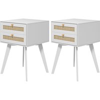 HOMCOM 2er-Set Nachttische, Beistelltische, 2 Schubladen mit geflochtenen Rattanfronten, Boho-Stil, Nachttische für Schlafzimmer aus Holz 40L x 40B x 60H cm Weiß Aosom HOMCOM 2er-Set Nachttische, Beistelltische, 2 Schubladen mit geflochtenen Rattanfronten, Boho-Stil, Nachttische für Schlafzimmer aus Holz 40L x 40B x 60H cm Weiß Aosom von HOMCOM