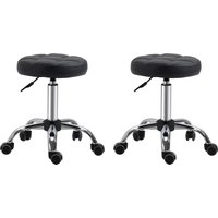 HOMCOM 2er-Set Salonhocker Rollhocker Drehhocker höhenverstellbar mit Rädern Kunstleder Schwarz Ø35,5x48-63cm für Friseursalons & Kosmetikstudios   Aosom.de von HOMCOM
