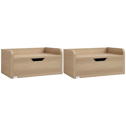 HOMCOM 2er-Set Wand-Nachttische Hängende Nachttische - ausziehbare Schublade, Platte - aus Spanplatten Abm. 40L x 30l x 19,5H cm Natur HOMCOM 2er-Set Wand-Nachttische Hängende Nachttische - ausziehbare Schublade, Platte - aus Spanplatten Abm. 40L x 30l x 19,5H cm Natur von HOMCOM