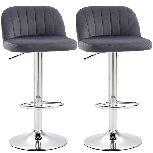HOMCOM 2er-Set hohe Küchenhocker gepolstert mit Samt Barhocker mit höhenverstellbarem Drehsitz und Fußstütze Belastung 120 kg 43x45x81-101 cm Grau HOMCOM 2er-Set hohe Küchenhocker gepolstert mit Samt Barhocker mit höhenverstellbarem Drehsitz und Fußstütze Belastung 120 kg 43x45x81-101 cm Grau von HOMCOM