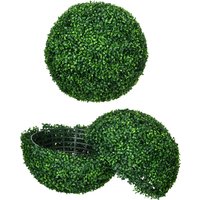 HOMCOM 2er Set künstliche Buchsbaumkugel 50 cm Kunstpflanze, Plastik künstliche Pflanzen Buchsbaumkugel, Fake Plant für Wohnzimmer Schlafzimmer Büro Garten moderne Dekoration Geschenk   Aosom von HOMCOM