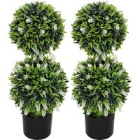 HOMCOM 2er-Set künstliche Lavendelbäume groß 70 cm Kunstpflanze, Plastik künstliche Pflanzen im Topf, UV-beständiger Kunstblumen mit 2 Kugel für Wohnzimmer Schlafzimmer Büro Garten   Aosom von HOMCOM