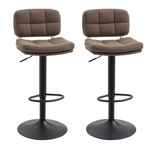 HOMCOM 2er-Set Moderne Barhocker mit Rückenlehne und Fußstütze, Küchenhocker mit Verstellbarer Höhe, PU-Lederpolsterung, 41,5x45x85-107cm HOMCOM 2er-Set Moderne Barhocker mit Rückenlehne und Fußstütze, Küchenhocker mit Verstellbarer Höhe, PU-Lederpolsterung, 41,5x45x85-107cm von HOMCOM