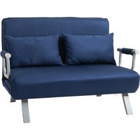 HOMCOM Schlafsofa 2er-Sofa mit Schlaffunktion und verstellbarer Rückenlehne, Couch mit Wurfkissen in Samtoptik, Polstersofa für Wohnzimmer & Schlafzimmer, Blau   Aosom.de von HOMCOM