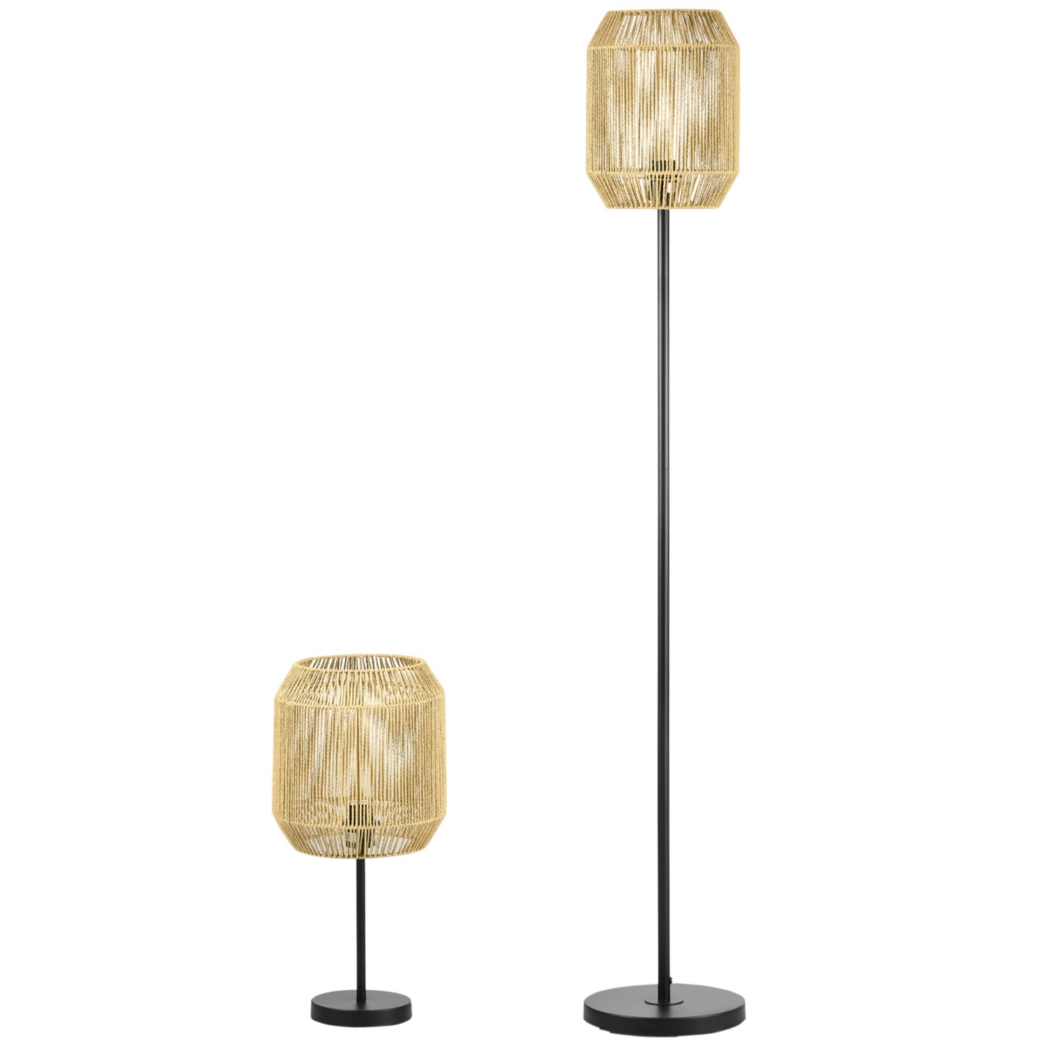 HOMCOM 2er-Stehlampenset mit 1 Tischleuchte & 1 Stehlampe E27 Sockel Natur HOMCOM 2er-Stehlampenset mit 1 Tischleuchte & 1 Stehlampe E27 Sockel Natur von HOMCOM