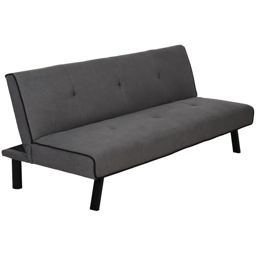 HOMCOM 3-Sitzer-Couch Schlafsofa mit Verstellbarer Rückenlehne und Metallfüßen, Moderne Veloursoptik Belastung 300 Kg, für Wohnzimmer, Gästezimmer, grau HOMCOM 3-Sitzer-Couch Schlafsofa mit Verstellbarer Rückenlehne und Metallfüßen, Moderne Veloursoptik Belastung 300 Kg, für Wohnzimmer, Gästezimmer, grau von HOMCOM