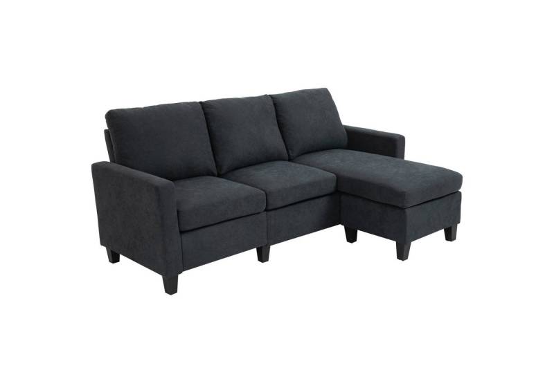 HOMCOM 3-Sitzer Ecksofa Eckcouch in L-Form, Eckgarnitur, 3-Sitzer-Sofa 1 Teile, Dunkelgrau 197 x 139 x 91 cm von HOMCOM