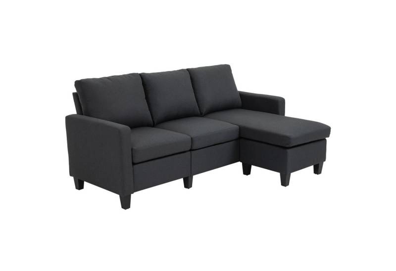 HOMCOM 3-Sitzer Ecksofa, Eckcouch in L-Form, Eckgarnitur, 3-Sitzer-Sofa 1 Teile, Eckesofa, 3-Sitzer, Leinen Dunkelgrau 197 x 139 x 91 cm von HOMCOM