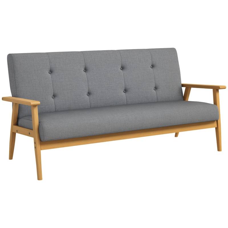HOMCOM 3-Sitzer Sofa Couch für Wohnzimmer Schlafzimmer Dunkelgrau von HOMCOM