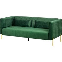 HOMCOM 3 Sitzer Sofa Gästesofa mit 2 Sitzkissen, dreier Couch mit Armlehne, gepolstert Polstersofa mit Samt-Optik, 200 x 88 x 76 cm, Grün von HOMCOM