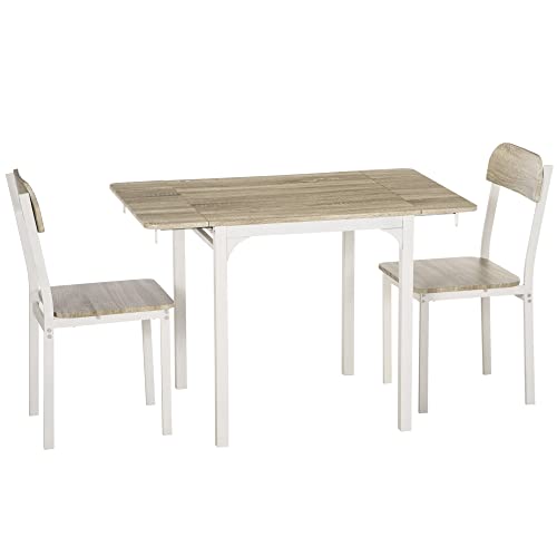 HOMCOM 3 TLG Esszimmergruppe Essgruppe mit 2 Stühlen und 1 Tisch Esstisch Set mit Klappbarer Tischplatte für Küche kleine Raume Stahl MDF Natur+Weiß 110 x 70 x 75 cm HOMCOM 3 TLG Esszimmergruppe Essgruppe mit 2 Stühlen und 1 Tisch Esstisch Set mit Klappbarer Tischplatte für Küche kleine Raume Stahl MDF Natur+Weiß 110 x 70 x 75 cm von HOMCOM