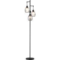 HOMCOM 3-flammige Stehlampe Retro Stehleuchte dimmbare Lichtstärke mit Tritt-Schalter Standleuchte Wohnzimmerlampe Stahl Schwarz 30 x 30 x 170,5 cm   Aosom von HOMCOM