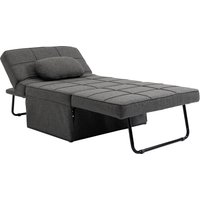 HOMCOM 3-in-1 Einzelsofa umwandelbarer Sessel Bett Liegestuhl Hocker - 5-fach verstellbare Rückenlehne klappbare Fußablage - 200 kg Traglast, Metallrahmen und grauer Leinenstoff   Aosom von HOMCOM
