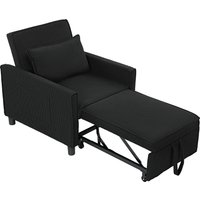 HOMCOM 3-in-1 Schlafsessel, Klappbett mit Bettfunktion, Lendenkissen, Klappbar Liegestuhl mit Verstellbarer Rückenlehne, Rollen, Seitentasche, für Wohnzimmer, Kord, Schwarz   Aosom von HOMCOM
