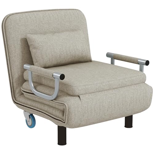 HOMCOM 3 in 1 Schlafsessel, Schlafsofa mit Bettfunktion, Klappsessel mit 3-stufig Verstellbarer Rückenlehne, Rollen, Stahlrahmen, 120kg Belastbar, für Wohnzimmer, Grau HOMCOM 3 in 1 Schlafsessel, Schlafsofa mit Bettfunktion, Klappsessel mit 3-stufig Verstellbarer Rückenlehne, Rollen, Stahlrahmen, 120kg Belastbar, für Wohnzimmer, Grau von HOMCOM