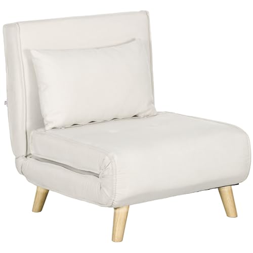 HOMCOM 3 in 1 Schlafsessel, Schlafsofa mit Bettfunktion, Lendenkissen, klappbarer Relaxsessel mit Verstellbarer Rückenlehne Liegestuhl in Leinenoptik, für Wohnzimmer, Cremeweiß HOMCOM 3 in 1 Schlafsessel, Schlafsofa mit Bettfunktion, Lendenkissen, klappbarer Relaxsessel mit Verstellbarer Rückenlehne Liegestuhl in Leinenoptik, für Wohnzimmer, Cremeweiß von HOMCOM