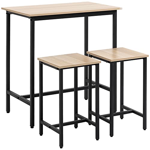 HOMCOM 3-teilig Esszimmergruppe Bartisch mit 2 Stühlen Essgruppe Esstisch Set Bartisch Set für Küche Esszimmer Bistro Industrie-Design Spanplatte Stahlrahmen Naturholz+Schwarz 80 x 50 x 85 cm HOMCOM 3-teilig Esszimmergruppe Bartisch mit 2 Stühlen Essgruppe Esstisch Set Bartisch Set für Küche Esszimmer Bistro Industrie-Design Spanplatte Stahlrahmen Naturholz+Schwarz 80 x 50 x 85 cm von HOMCOM
