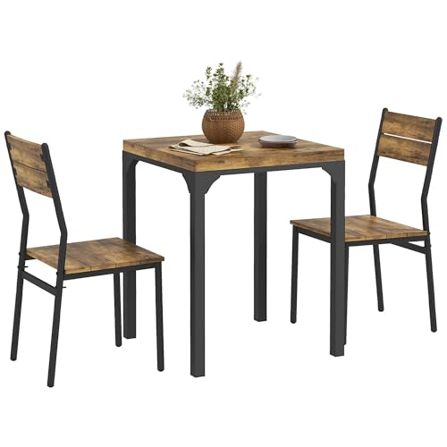 HOMCOM 3-teilige Essgruppe Esstisch mit 2 Stühlen Sitzgruppe Küchentisch mit Metallgestell Esszimmergruppe, Rustikal-Braun HOMCOM 3-teilige Essgruppe Esstisch mit 2 Stühlen Sitzgruppe Küchentisch mit Metallgestell Esszimmergruppe, Rustikal-Braun von HOMCOM