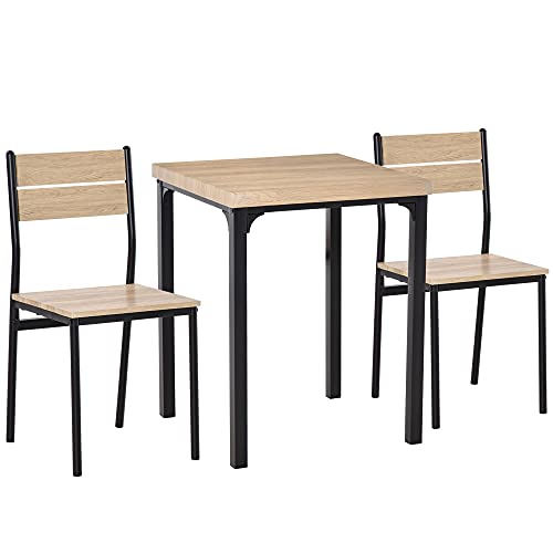 HOMCOM 3-teilige Essgruppe Esstisch mit 2 Stühlen Sitzgruppe Küchentisch mit Metallgestell Esszimmergruppe, Natur HOMCOM 3-teilige Essgruppe Esstisch mit 2 Stühlen Sitzgruppe Küchentisch mit Metallgestell Esszimmergruppe, Natur von HOMCOM