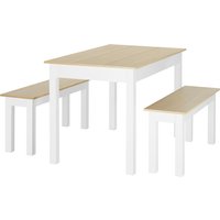 HOMCOM 3-teiliges Esszimmertisch-Set mit 2 unterstellbaren Bänken für 4-6 Personen im zeitgenössischen Stil - Küche Esszimmer Wohnzimmer - Spanplatten   Aosom von HOMCOM