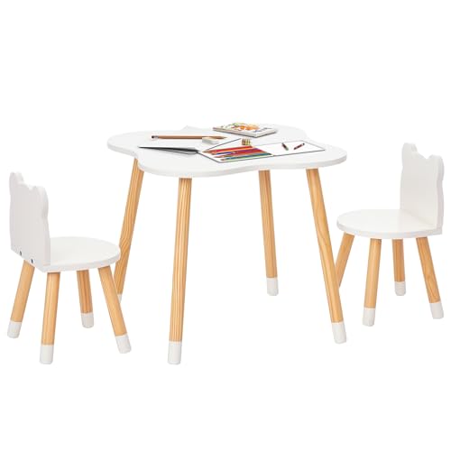 HOMCOM 3-teiliges Kindertisch-Set bogenförmige Kindersitzgruppe Tisch mit 2 Stühlen MDF Tischbeine aus Kiefernholz Weiß+Naturholz 56 x 56 x 50 cm HOMCOM 3-teiliges Kindertisch-Set bogenförmige Kindersitzgruppe Tisch mit 2 Stühlen MDF Tischbeine aus Kiefernholz Weiß+Naturholz 56 x 56 x 50 cm von HOMCOM