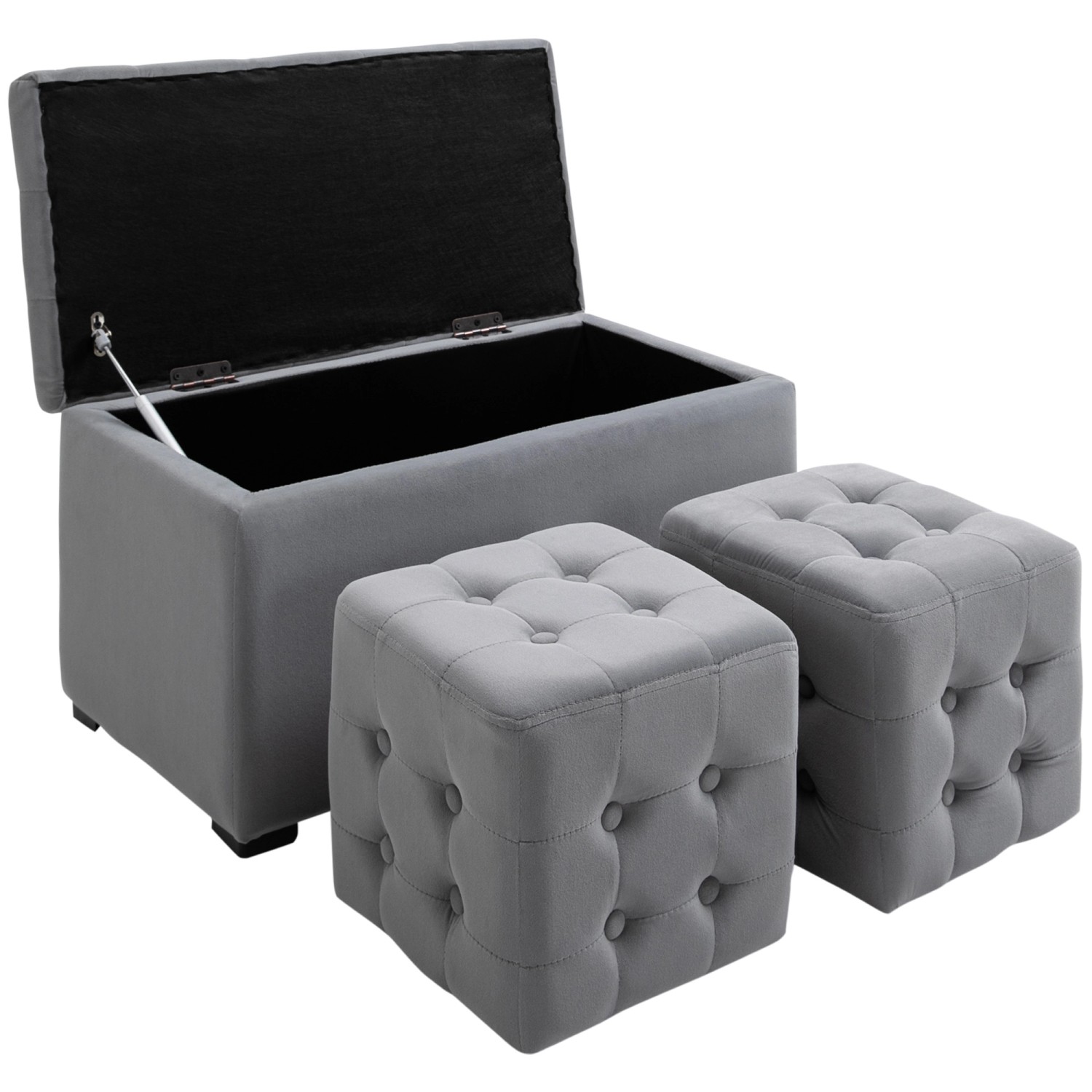 HOMCOM 3 tlg. Sitzbank mit Stauraum und 2 Sitzhocker Faltbar Hellgrau 75 x 40 x 42 cm HOMCOM 3 tlg. Sitzbank mit Stauraum und 2 Sitzhocker Faltbar Hellgrau 75 x 40 x 42 cm von HOMCOM