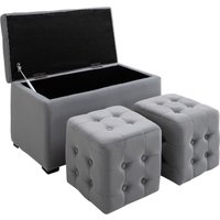 3 tlg.Sitzbank mit Stauraum 2 x Sitzhocker Polster Mikrofaserstoff Grau 3 tlg.Sitzbank mit Stauraum 2 x Sitzhocker Polster Mikrofaserstoff Grau von HOMCOM