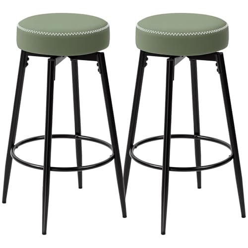 HOMCOM 360 Grad drehbare Barhocker 2er Set, Küchenthekenhocker mit Fußstütze, Kunstleder mit Nähten, Moderne Barhocker für Frühstücksinsel, 69 cm hoch, Grün HOMCOM 360 Grad drehbare Barhocker 2er Set, Küchenthekenhocker mit Fußstütze, Kunstleder mit Nähten, Moderne Barhocker für Frühstücksinsel, 69 cm hoch, Grün von HOMCOM