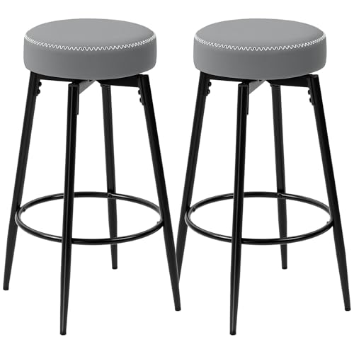 HOMCOM 360 Grad drehbare Barhocker 2er Set, Küchenthekenhocker mit Fußstütze, Kunstleder mit Nähten, Moderne Barhocker für Frühstücksinsel, 69 cm hoch, grau HOMCOM 360 Grad drehbare Barhocker 2er Set, Küchenthekenhocker mit Fußstütze, Kunstleder mit Nähten, Moderne Barhocker für Frühstücksinsel, 69 cm hoch, grau von HOMCOM