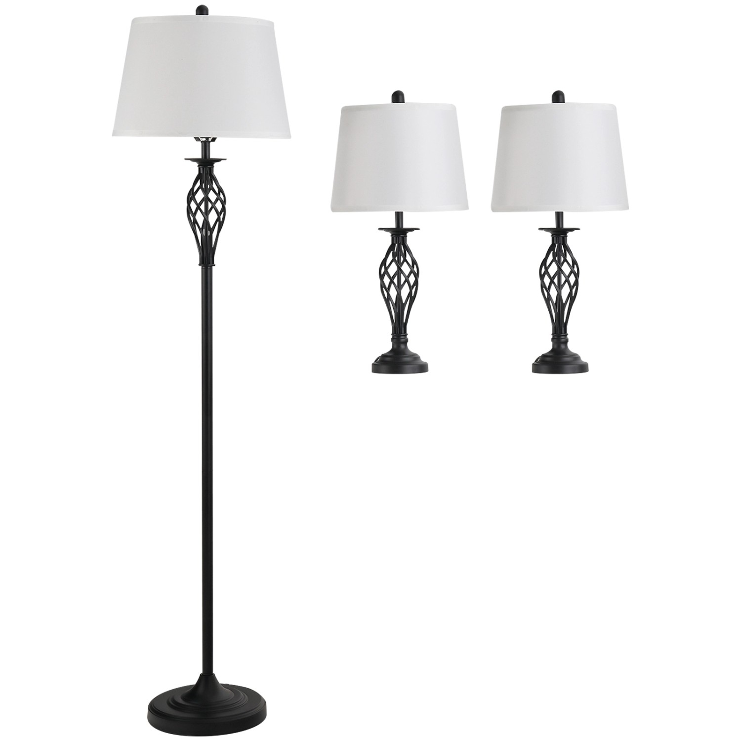 HOMCOM 3er-Lampenset mit 2 Tischlampe & 1 Stehlampe Metall Schwarz Weiß HOMCOM 3er-Lampenset mit 2 Tischlampe & 1 Stehlampe Metall Schwarz Weiß von HOMCOM