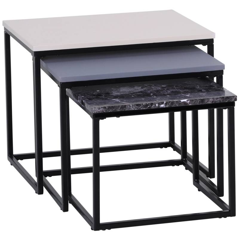 HOMCOM 3er-Set Couchtisch 3 Farben 55 x 40 x 45 cm/48 x 37 x 40cm/41 x 34 x 35cm von HOMCOM