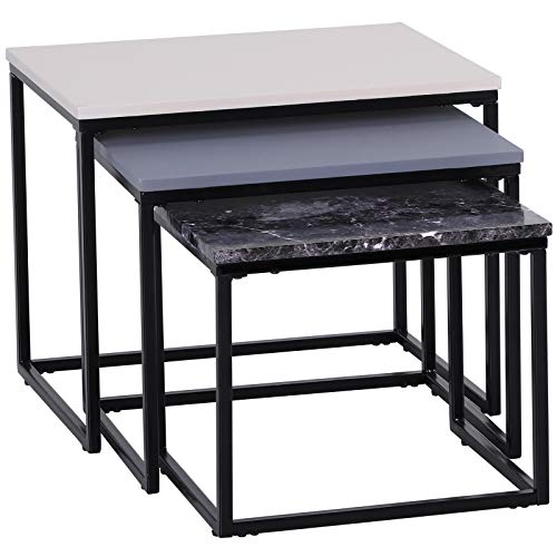 HOMCOM 3er Set Couchtisch Stapeltisch Beistelltisch Kaffeetisch Metallfuß MDF 3 Farben 55 x 40 x 45 cm/48 x 37 x 40 cm/41 x 34 x 35 cm HOMCOM 3er Set Couchtisch Stapeltisch Beistelltisch Kaffeetisch Metallfuß MDF 3 Farben 55 x 40 x 45 cm/48 x 37 x 40 cm/41 x 34 x 35 cm von HOMCOM