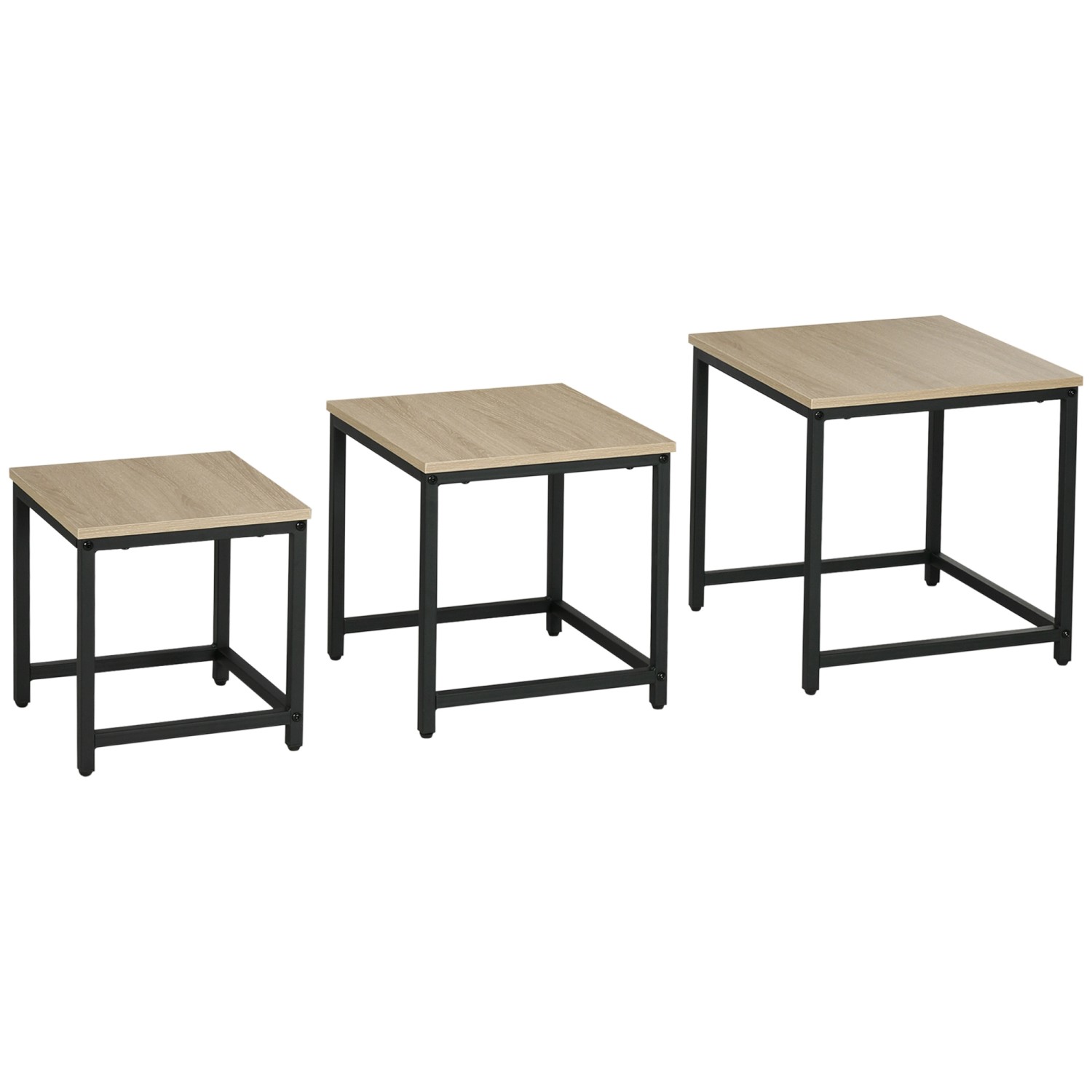 HOMCOM 3er-Set Couchtisch mit Stahlrahmen Holzoptik Wohnzimmertisch Natur HOMCOM 3er-Set Couchtisch mit Stahlrahmen Holzoptik Wohnzimmertisch Natur von HOMCOM
