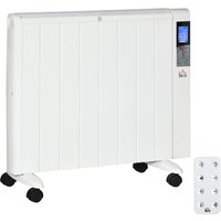 HOMCOM 4 Modi Heizkörper mit LCD-Display 2000W Elektroheizung 2 Stufen 5-35℃, Fernbedienung，Rollen und Schutz für 15 m² Raum 75 x 7,5 x 58,5 cm von HOMCOM