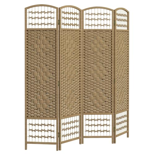 HOMCOM 4-Panel Raumteiler Faltbare Raumteiler 160x170 cm Faltbarer Raumteiler mit Papierseil und Holzrahmen Schlafzimmer Dekoration Wohnzimmer Natur HOMCOM 4-Panel Raumteiler Faltbare Raumteiler 160x170 cm Faltbarer Raumteiler mit Papierseil und Holzrahmen Schlafzimmer Dekoration Wohnzimmer Natur von HOMCOM
