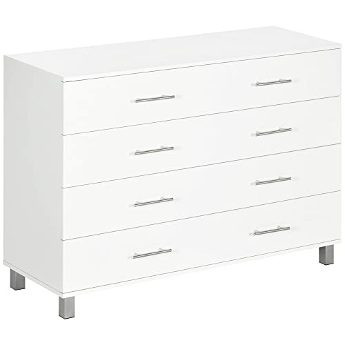 HOMCOM 4-Schubladen-Schlafzimmer-Kommode, Mehrzweck-Kommode für Wohnzimmer und Eingangsbereich mit Metallgriffen, weiß HOMCOM 4-Schubladen-Schlafzimmer-Kommode, Mehrzweck-Kommode für Wohnzimmer und Eingangsbereich mit Metallgriffen, weiß von HOMCOM